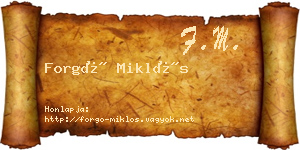 Forgó Miklós névjegykártya